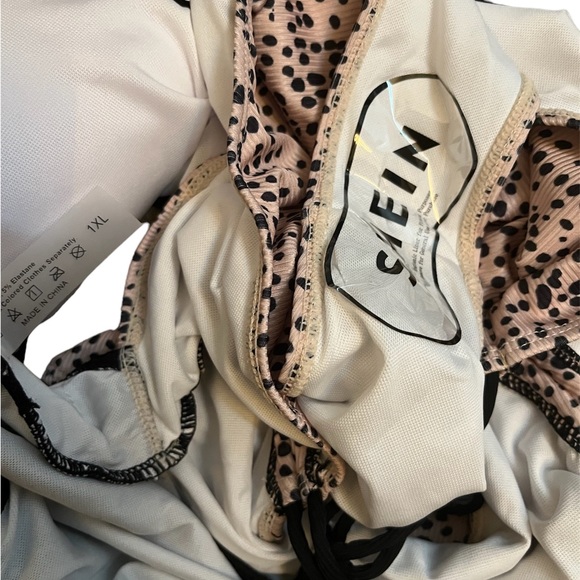 Brand New Shein Plus Dalmatian Print Cut Out Drawstring Side One Piece Suit - Picture 8 of 9